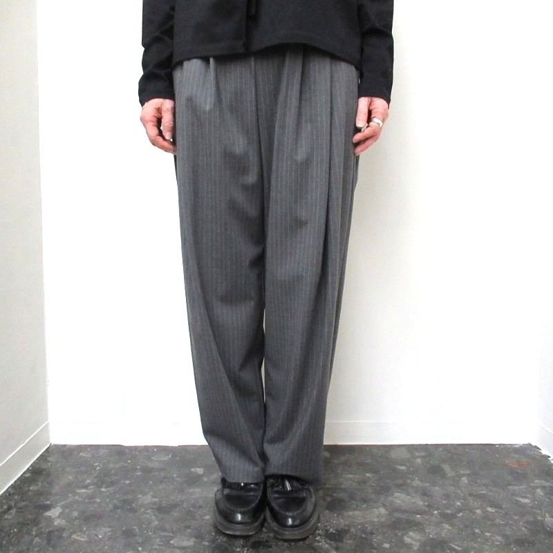 ina  ストライプ脇ボタン付後ろゴムパンツ /CH13 【日本製】